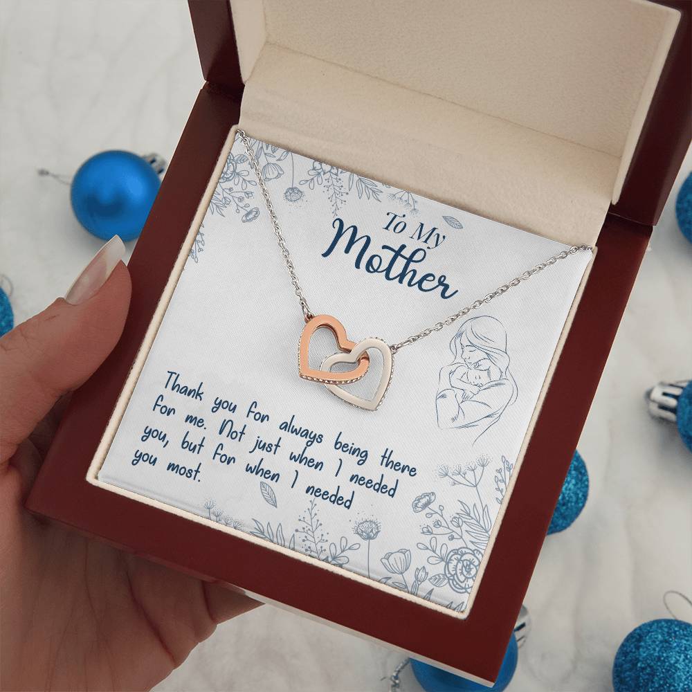 To My Mother, Thank You For Always Being There, Interlocking Hearts Necklace, Gift from Daughter