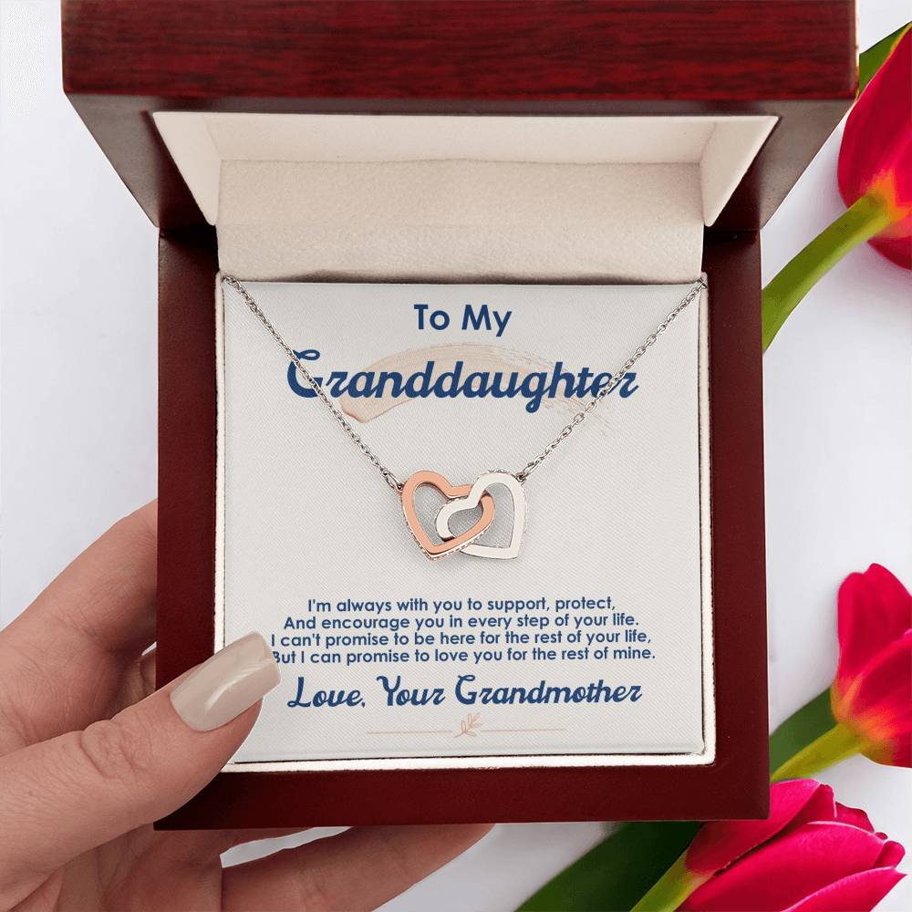 To My Granddaughter, I Love You For The Rest Of My Life, Interlocking Hearts Necklace, Gift from Grandmother