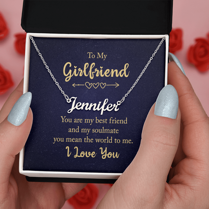 To My Girlfriend – “You Are My Best Friend & Soulmate” – Custom Name Necklace