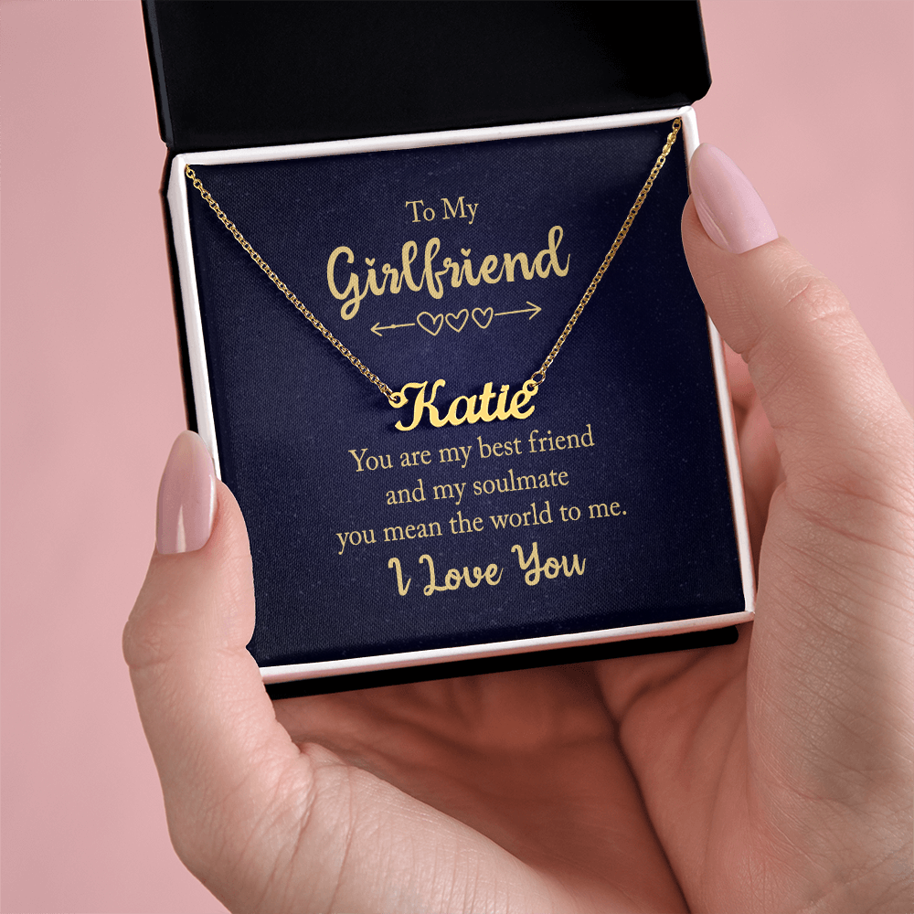 To My Girlfriend – “You Are My Best Friend & Soulmate” – Custom Name Necklace