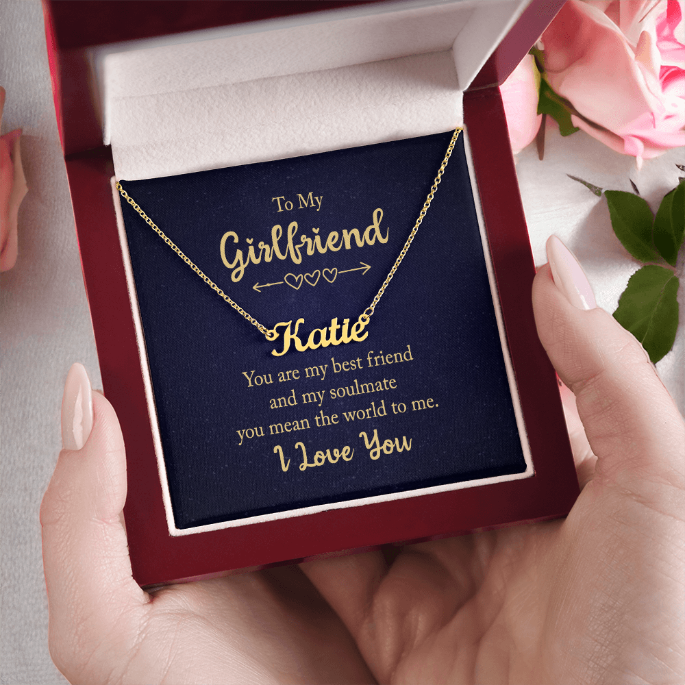 To My Girlfriend – “You Are My Best Friend & Soulmate” – Custom Name Necklace