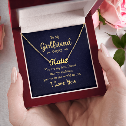 To My Girlfriend – “You Are My Best Friend & Soulmate” – Custom Name Necklace
