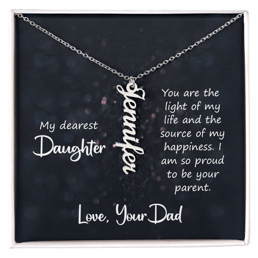 To My Daughter, “You Are the Light of My Life”, Custom Name Necklace from Dad