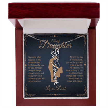 To My Daughter, You Will Always Be My Little Girl, Personalized Flower Name Necklace from Dad
