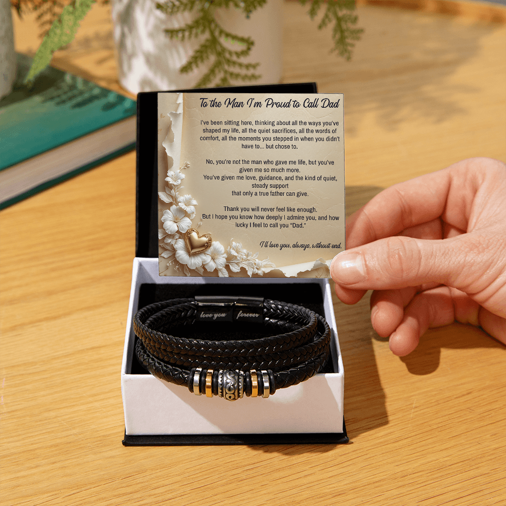 To My Stepdad, I'm Proud to Call you Dad, Bracelet, Gift from Daughter