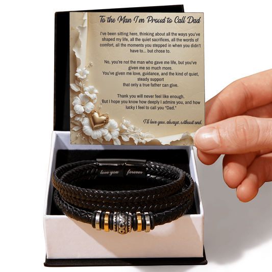 To My Stepdad, I'm Proud to Call you Dad, Bracelet, Gift from Daughter