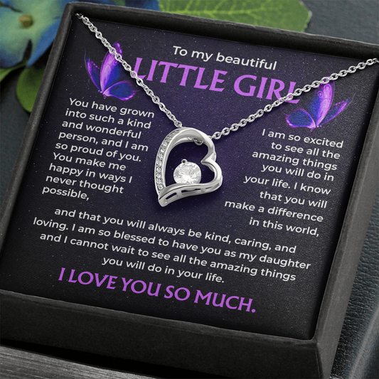 To My Beautiful Little Girl, “I Love You So Much” Forever Love Necklace from Mom or Dad