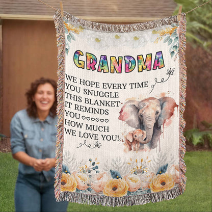 To My Grandma, We Love You, Heirloom Woven Blanket, Gift from Grandchildren