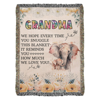 To My Grandma, We Love You, Heirloom Woven Blanket, Gift from Grandchildren