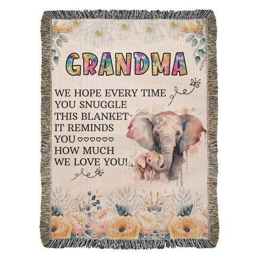 To My Grandma, We Love You, Heirloom Woven Blanket, Gift from Grandchildren