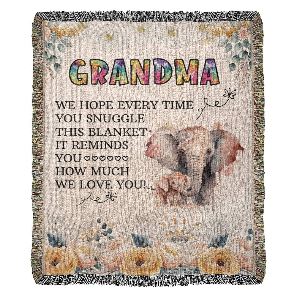To My Grandma, We Love You, Heirloom Woven Blanket, Gift from Grandchildren