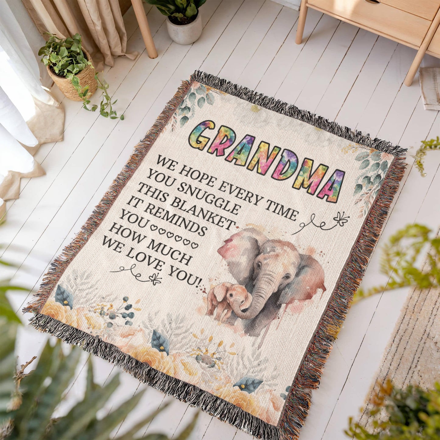 To My Grandma, We Love You, Heirloom Woven Blanket, Gift from Grandchildren