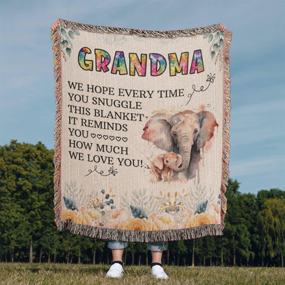 To My Grandma, We Love You, Heirloom Woven Blanket, Gift from Grandchildren