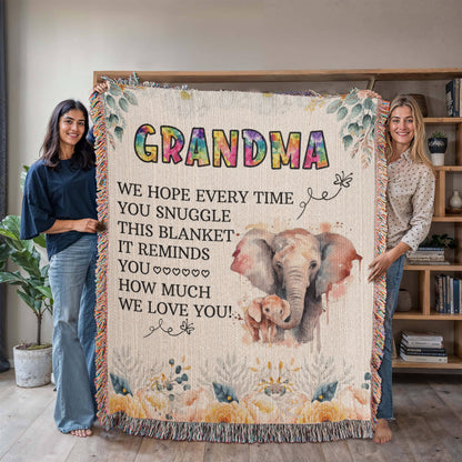 To My Grandma, We Love You, Heirloom Woven Blanket, Gift from Grandchildren