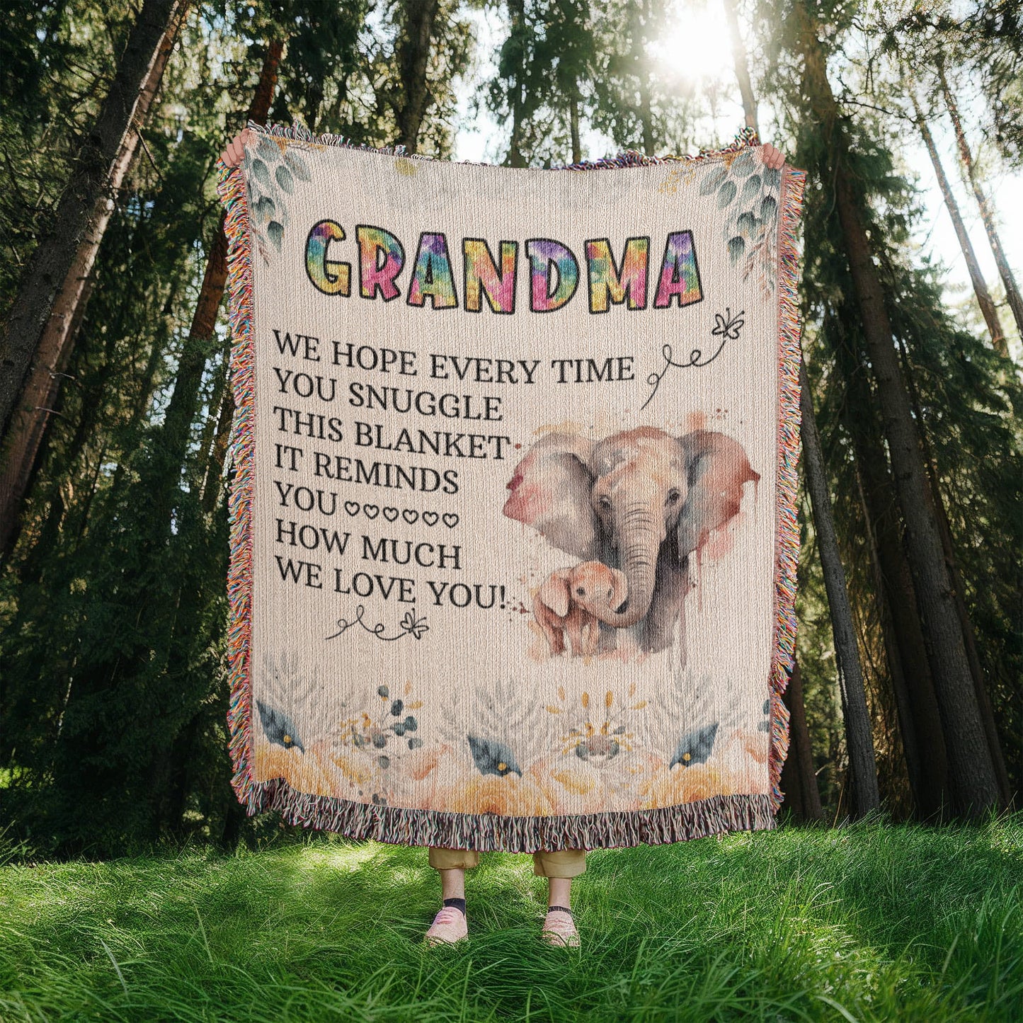 To My Grandma, We Love You, Heirloom Woven Blanket, Gift from Grandchildren