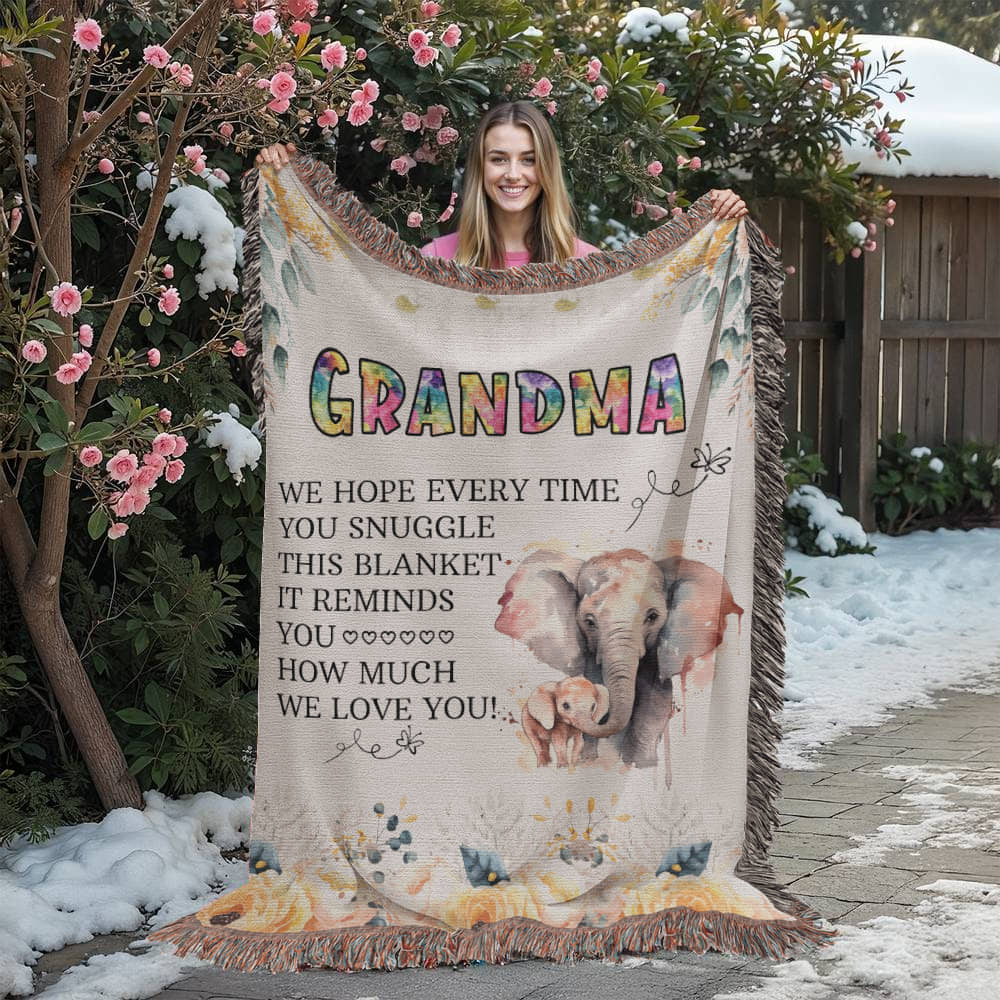 To My Grandma, We Love You, Heirloom Woven Blanket, Gift from Grandchildren