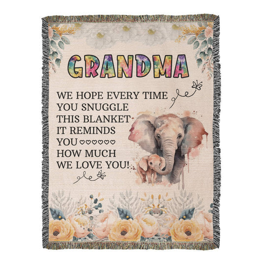 To My Grandma, We Love You, Heirloom Woven Blanket, Gift from Grandchildren